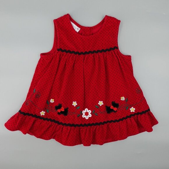 Samantha Says Other - Samantha Says Corduroy Dress Girls 3T Red Scottie Dog Embroidered Bow